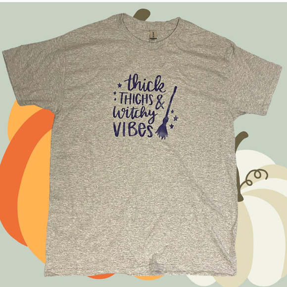 THICK‎ THIGHS WITCHY VIBES|UNISEX T-SHIRT| LARGE UNISEX|HALLOWEEN|HUMOROUS - Picture 2 of 6